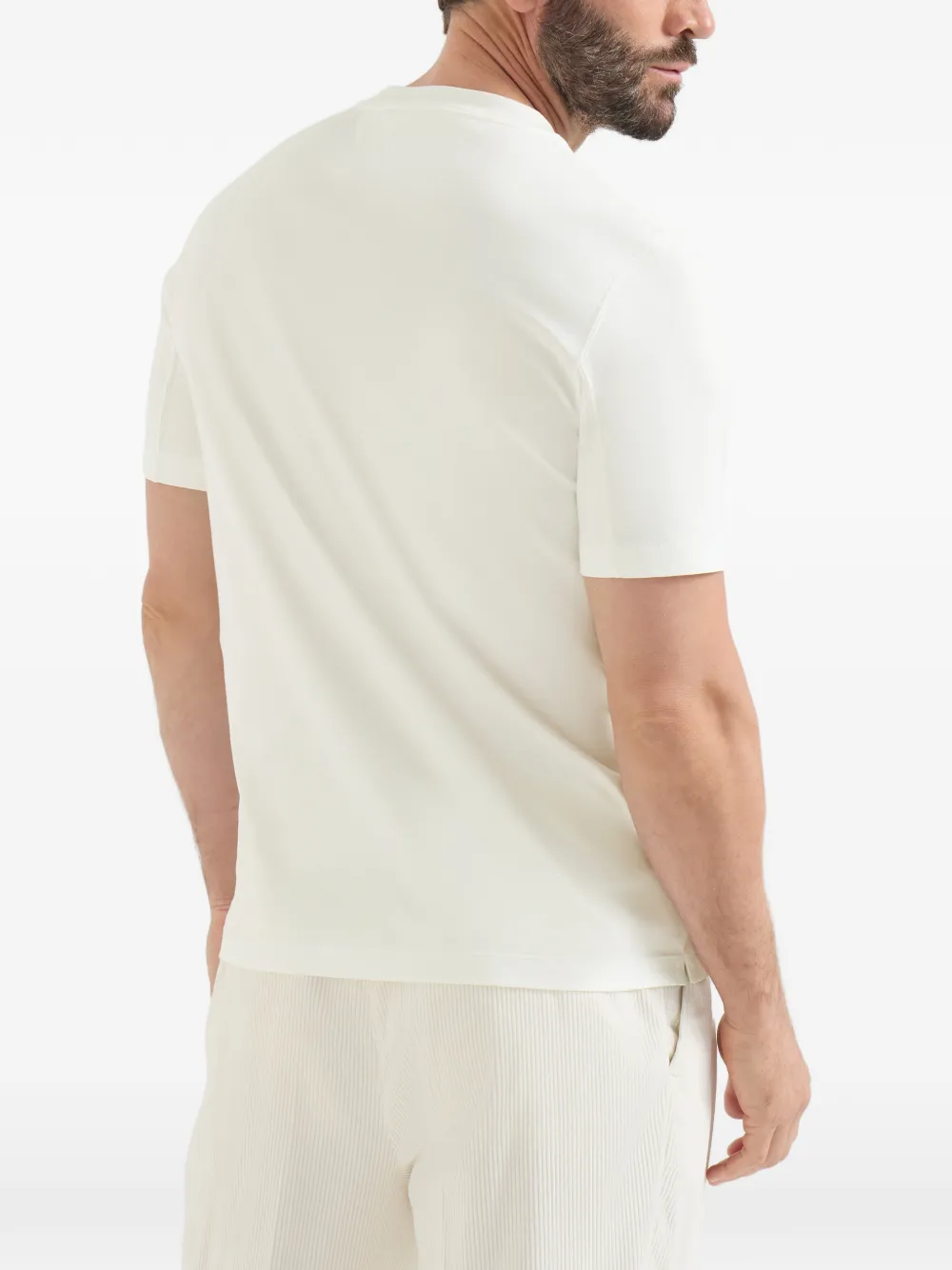 Brunello Cucinelli Katoenen jersey T-shirt met ronde hals en print Wit