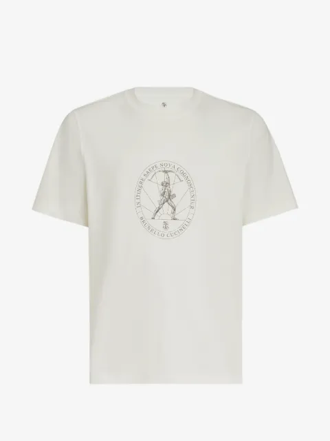 Brunello Cucinelli T-shirt girocollo in jersey di cotone con stampa