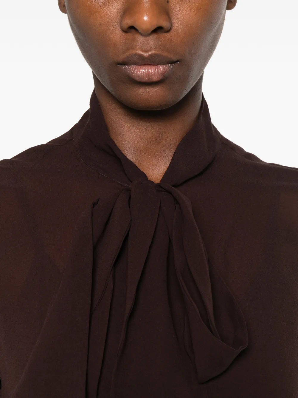 Tagliatore silk pussy-bow shirt Bruin