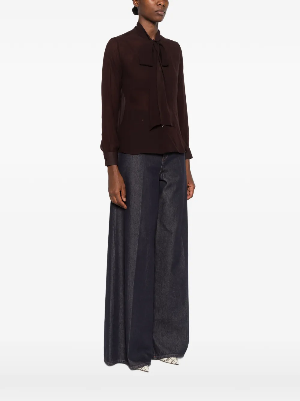 Tagliatore silk pussy-bow shirt Bruin