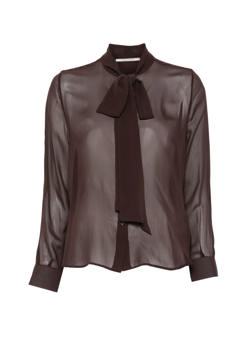 Tagliatore silk pussy-bow shirt - Braun