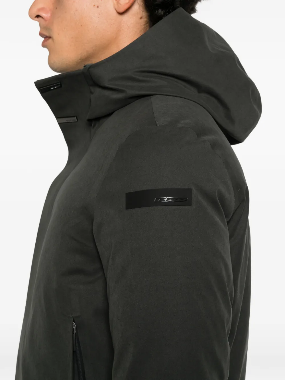 RRD hooded logo-patch coat Groen