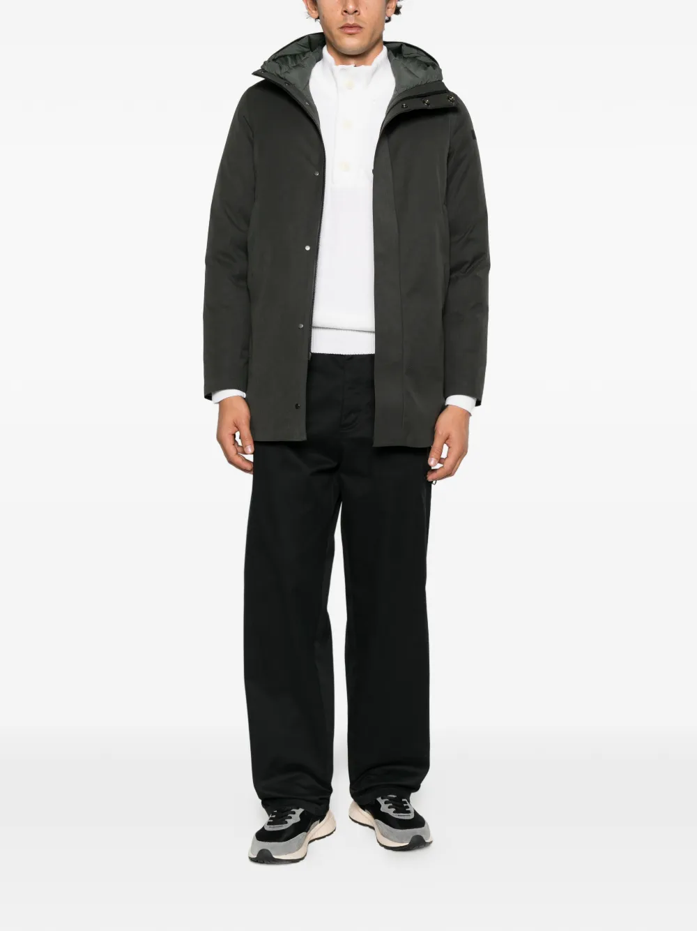 RRD hooded logo-patch coat Groen