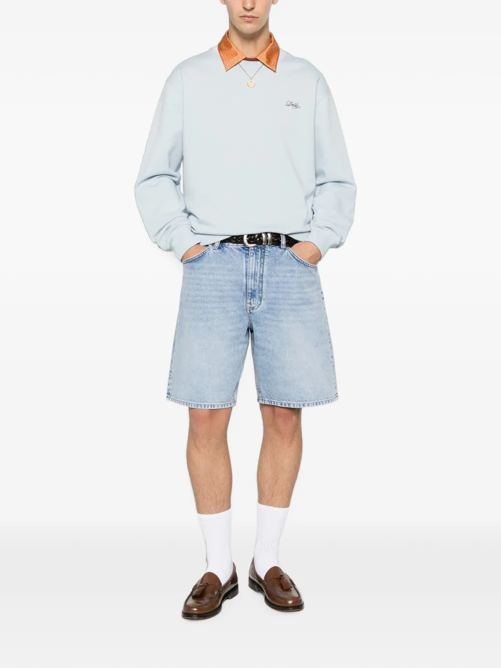 Drôle De Monsieur Sweater met geborduurd logo Blauw