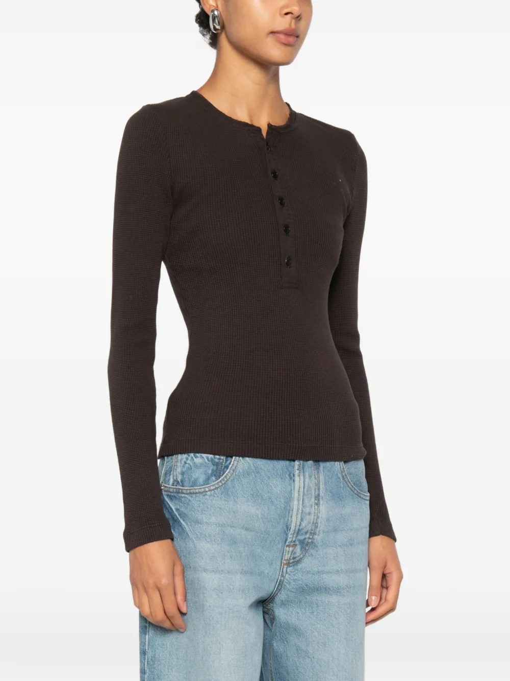 Citizens of Humanity Drea Henley top met wafelpatroon Bruin