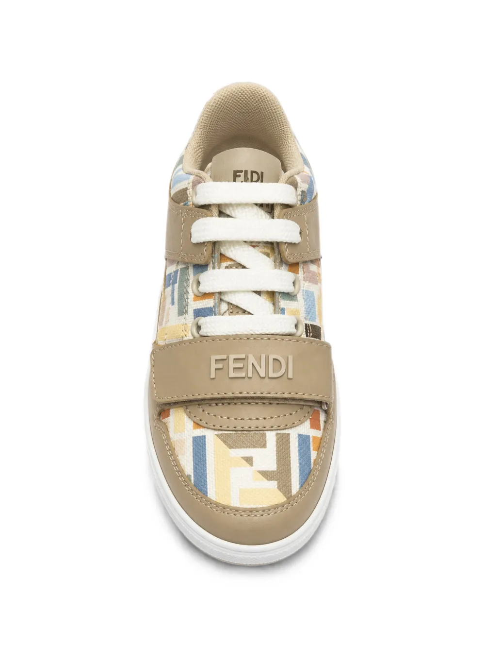 Fendi Kids FF-print touch-strap sneakers Beige