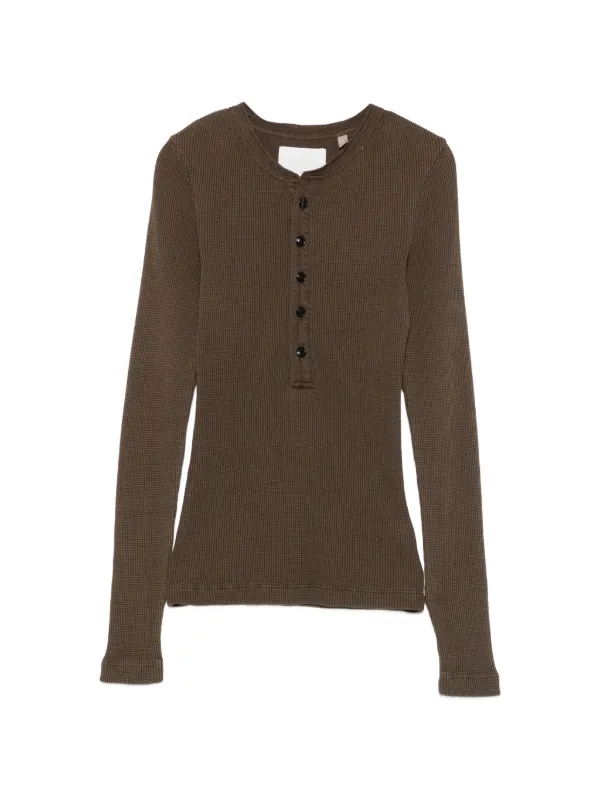 Citizens of Humanity Drea Waffle-knit Henley Top in Green