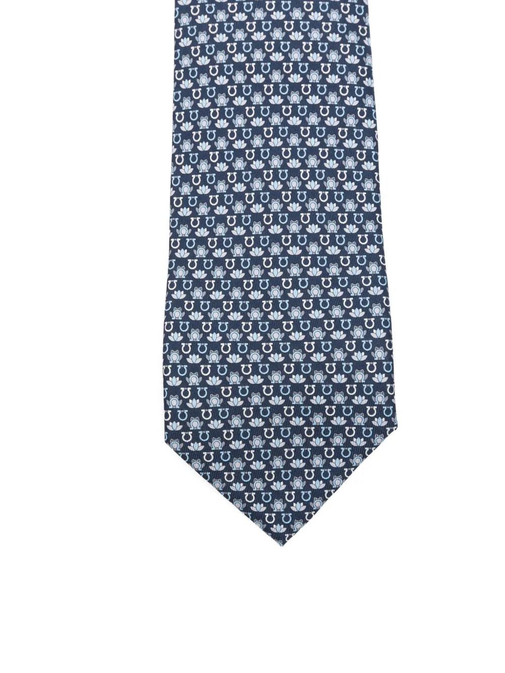  Ferragamo Corbata Gancini Con Estampado Floral - Azul 