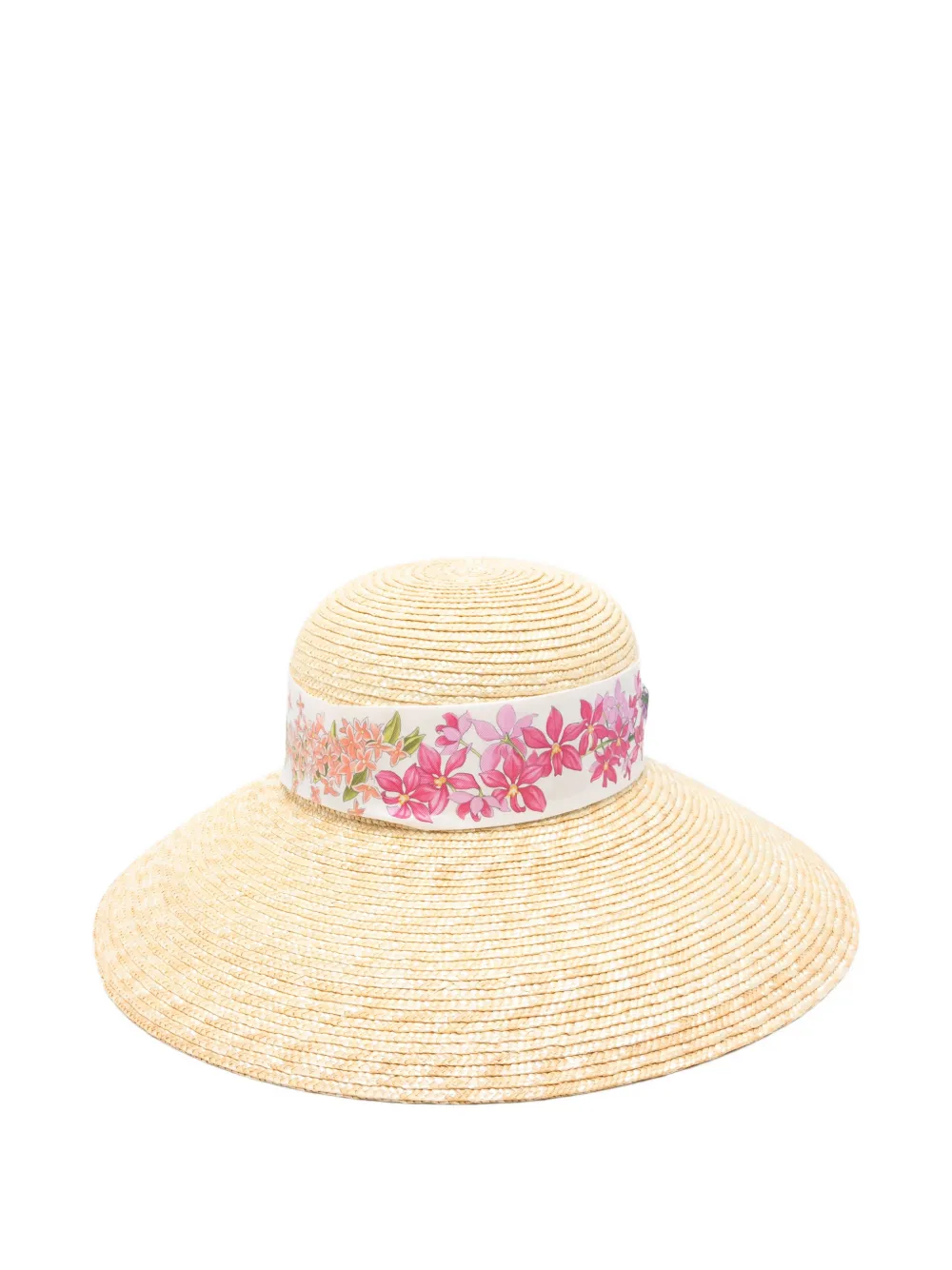 Ferragamo floral-print silk-ribbon hat - Toni neutri
