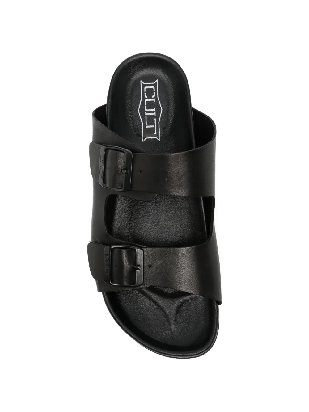 Cult buckle-fastening leather sandals Zwart