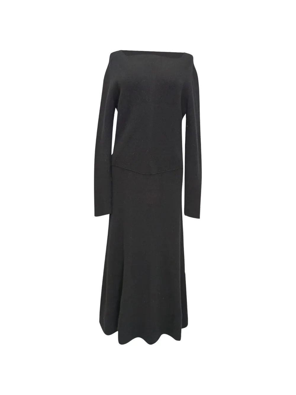 Victoria Beckham square-neck long-sleeve dress - Schwarz