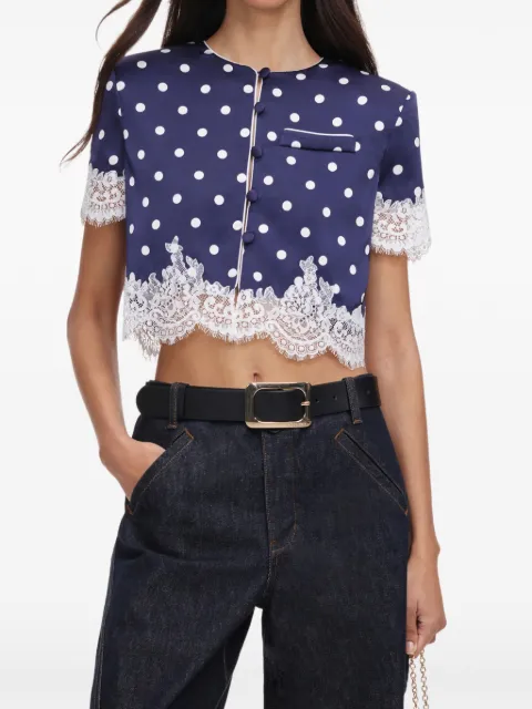 Self-Portrait polka-dot lace-trimmed shirt