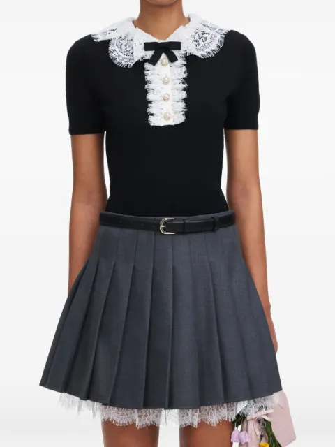 Self-Portrait lace-collar polo top