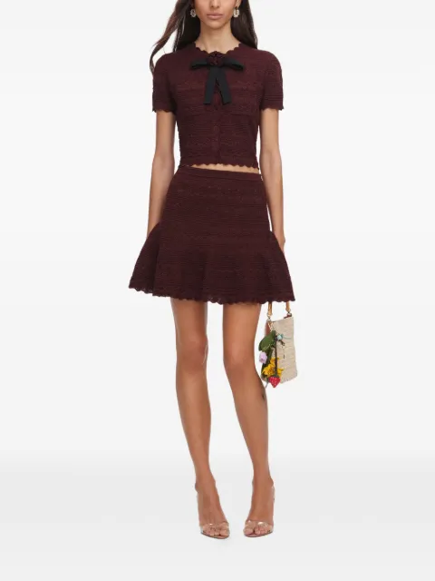 Self-Portrait scalloped-hem flared mini skirt