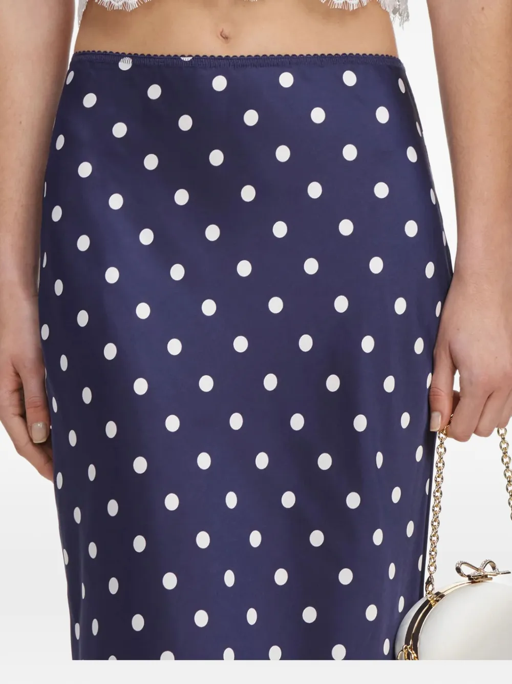 Self-Portrait polka-dot lace-trim skirt - Blu