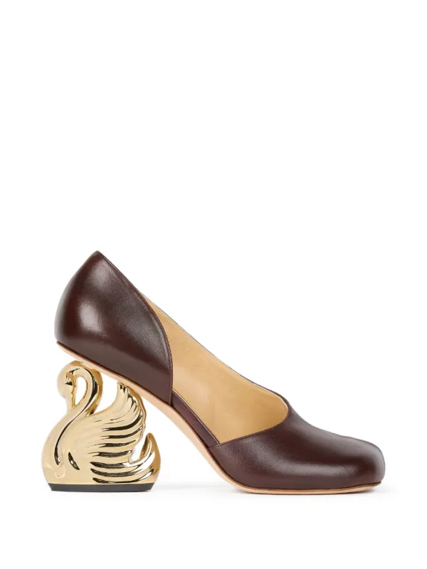 A.W.A.K.E. Mode Vesper Swan-heel Pumps in Brown