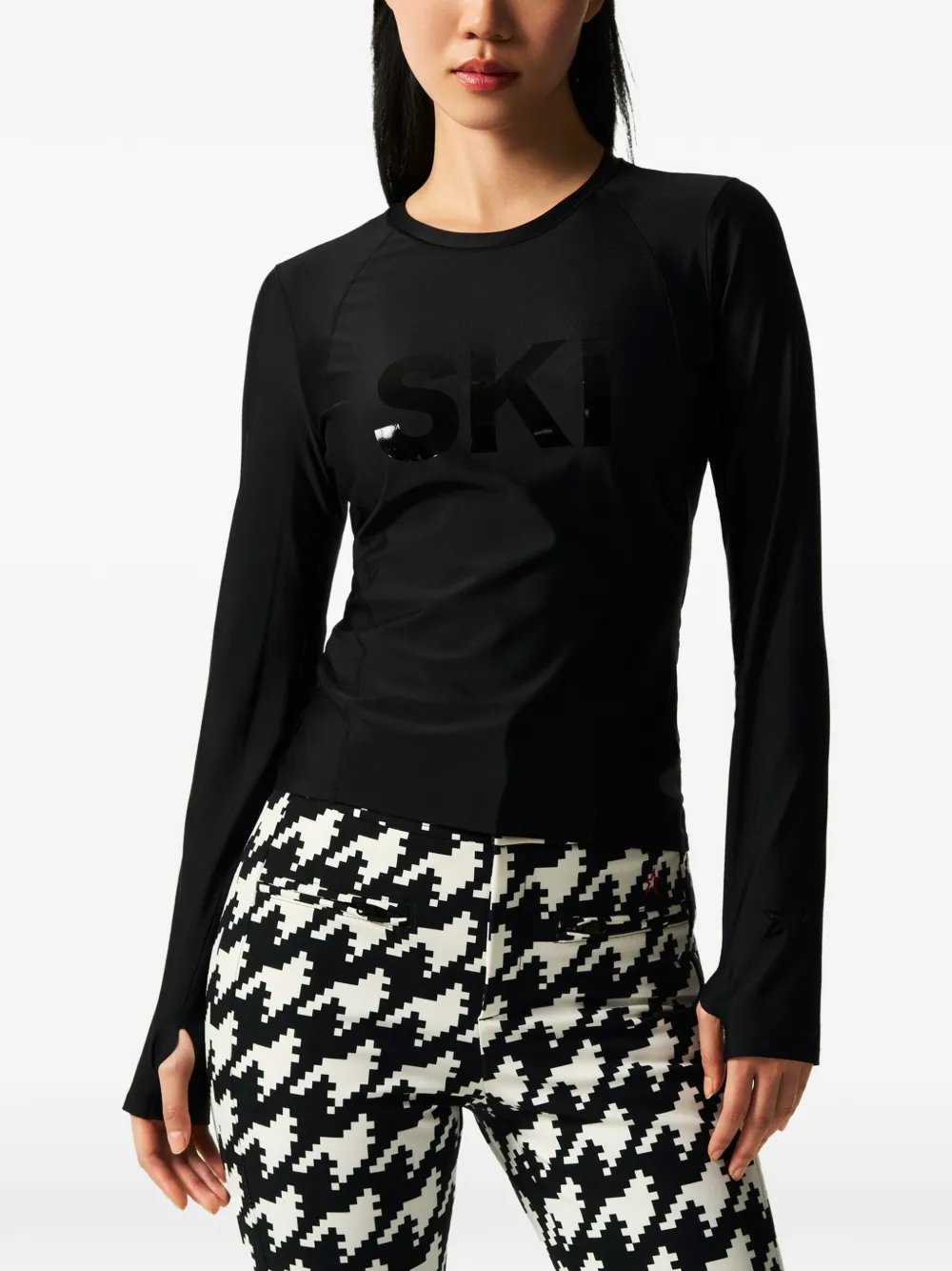 Perfect Moment Gelaagde top met ronde hals en raglan mouwen Zwart