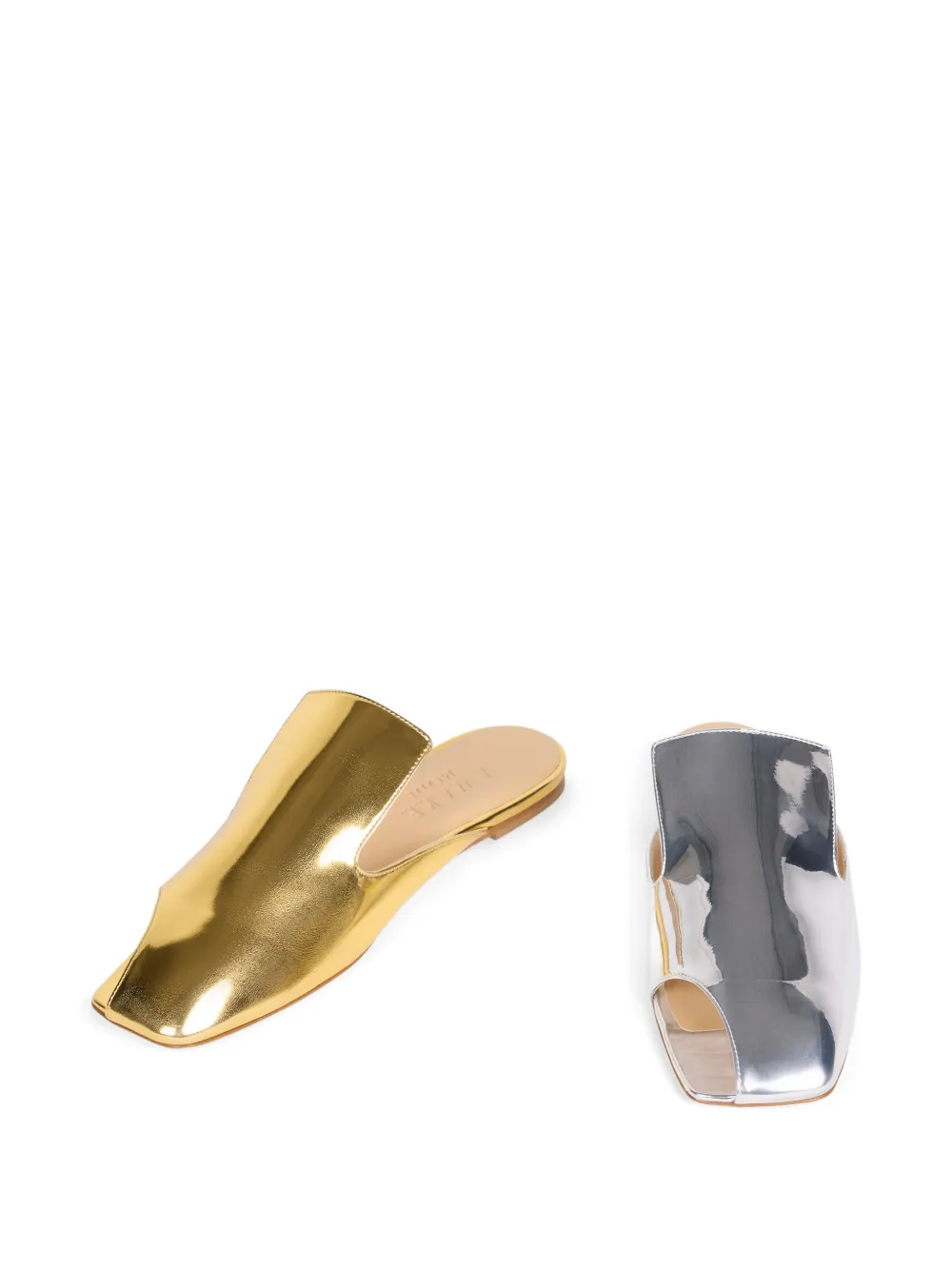 A.W.A.K.E. Mode Tim metallic muiltjes met open neus Goud