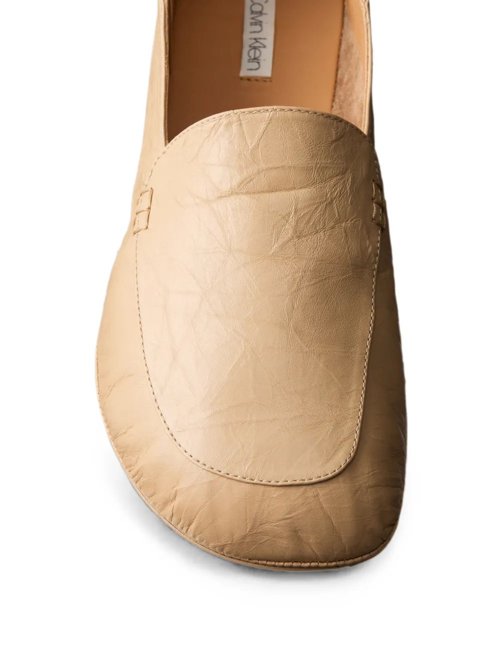 Calvin Klein crinkled-leather loafers Beige