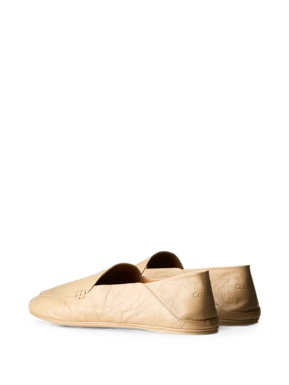 Calvin Klein crinkled-leather loafers Beige