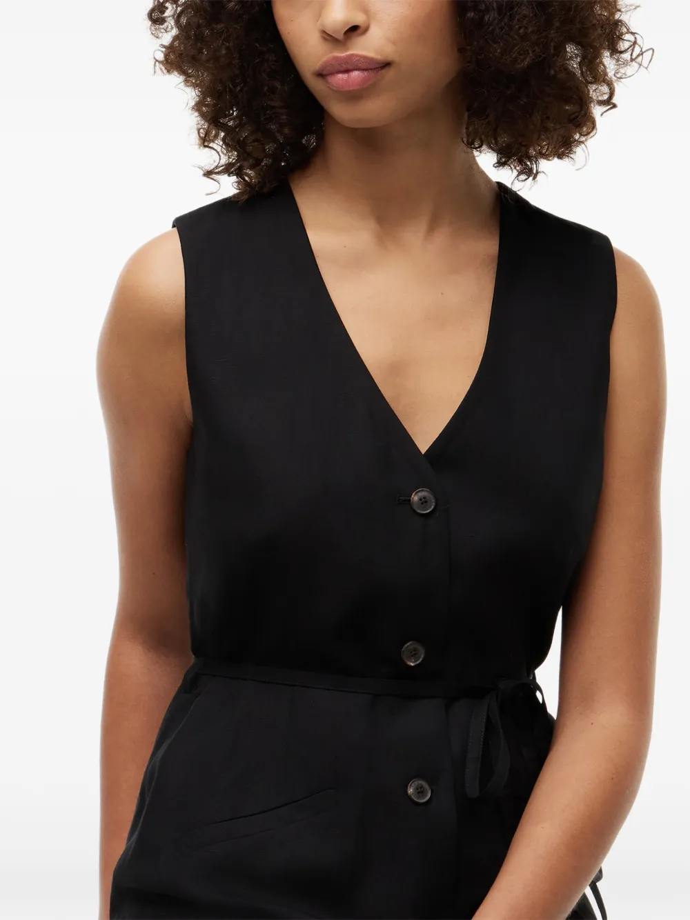 Tommy Hilfiger Midi-jurk met V-hals Zwart
