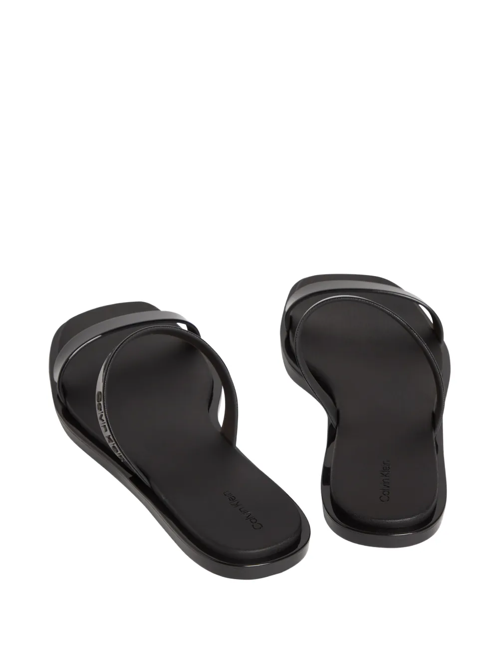 Calvin Klein double-strap slippers Wit
