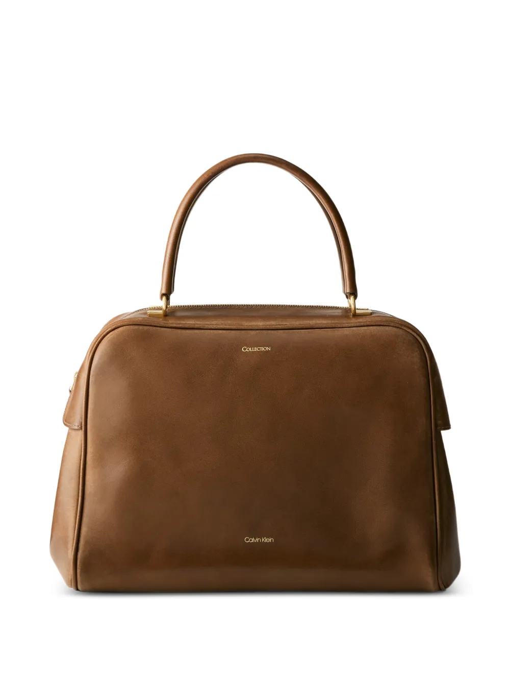 Calvin Klein logo-print leather shoulder bag - Marrone