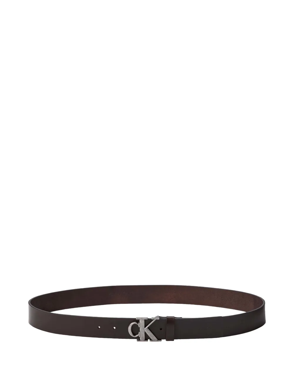 Calvin Klein logo-buckle leather belt - Marrone