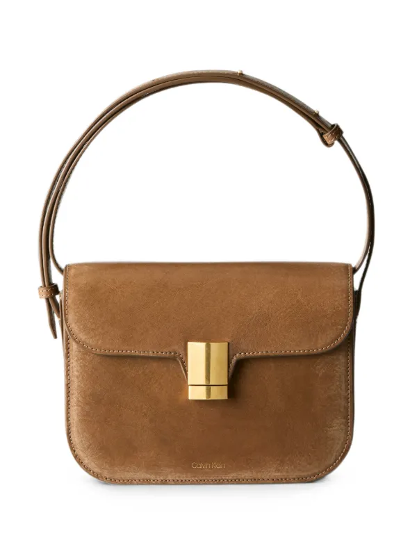 Calvin Klein Logo-print Leather Shoulder Bag in Brown
