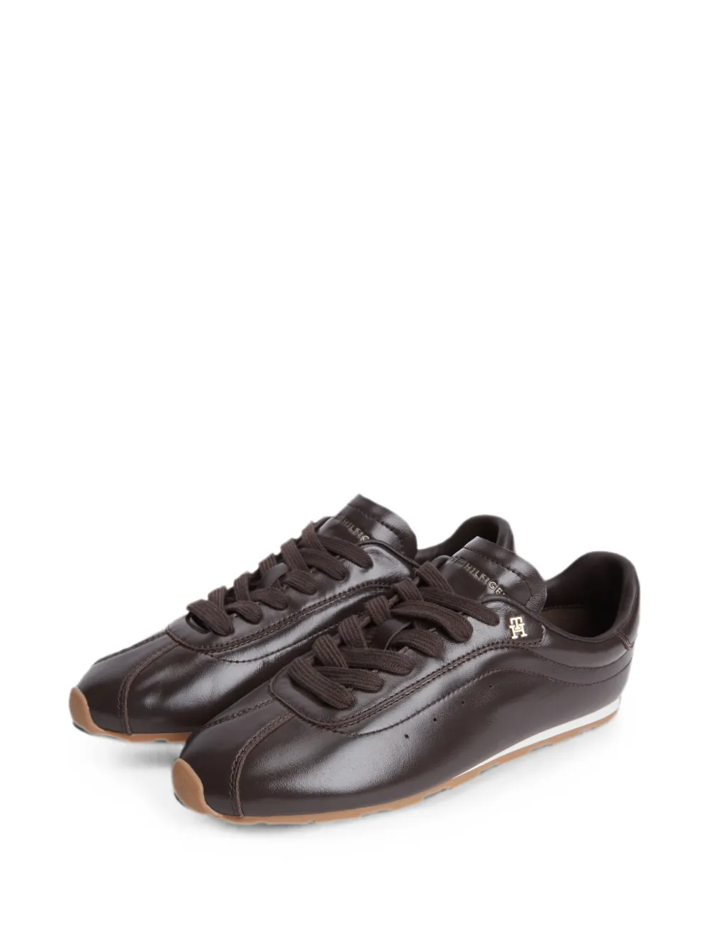 Tommy Hilfiger Leren sneakers met monogram Bruin