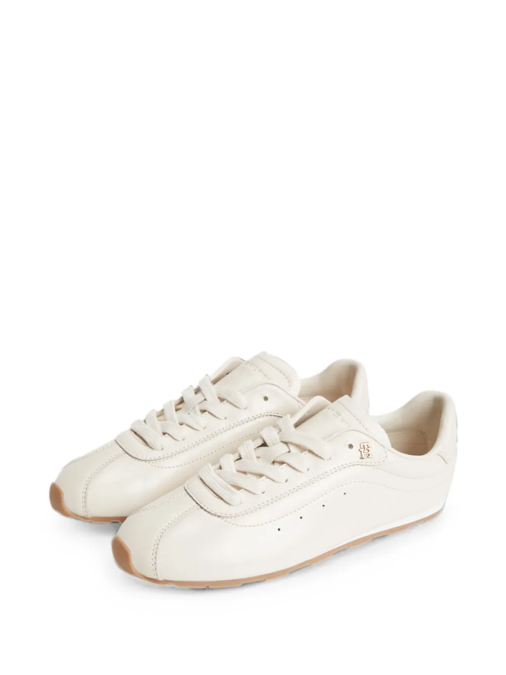 Tommy Hilfiger Leren sneakers met monogram Beige
