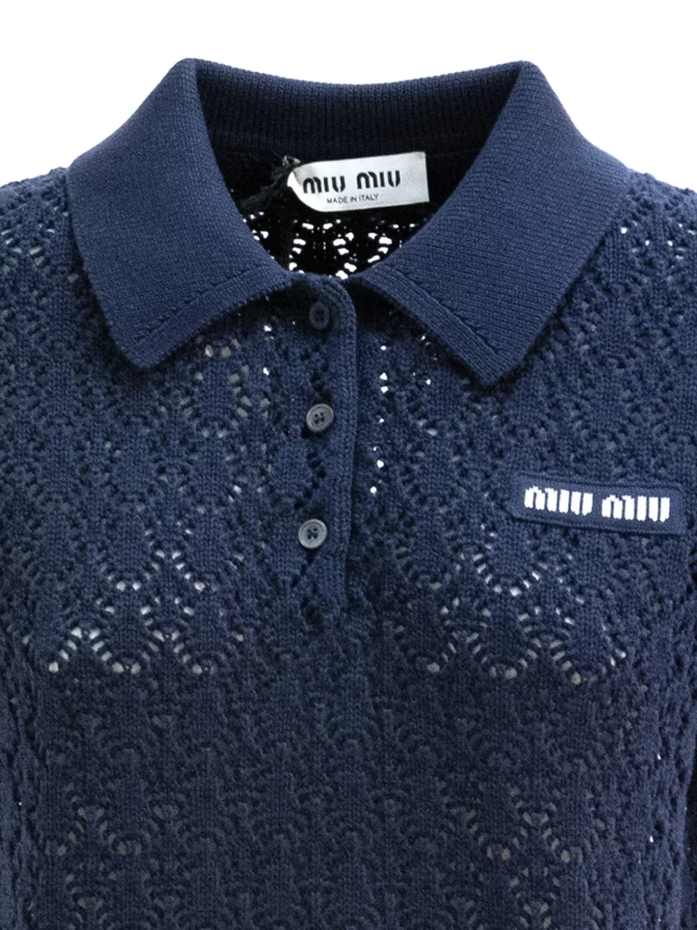 Miu Opengebreid poloshirt Blauw