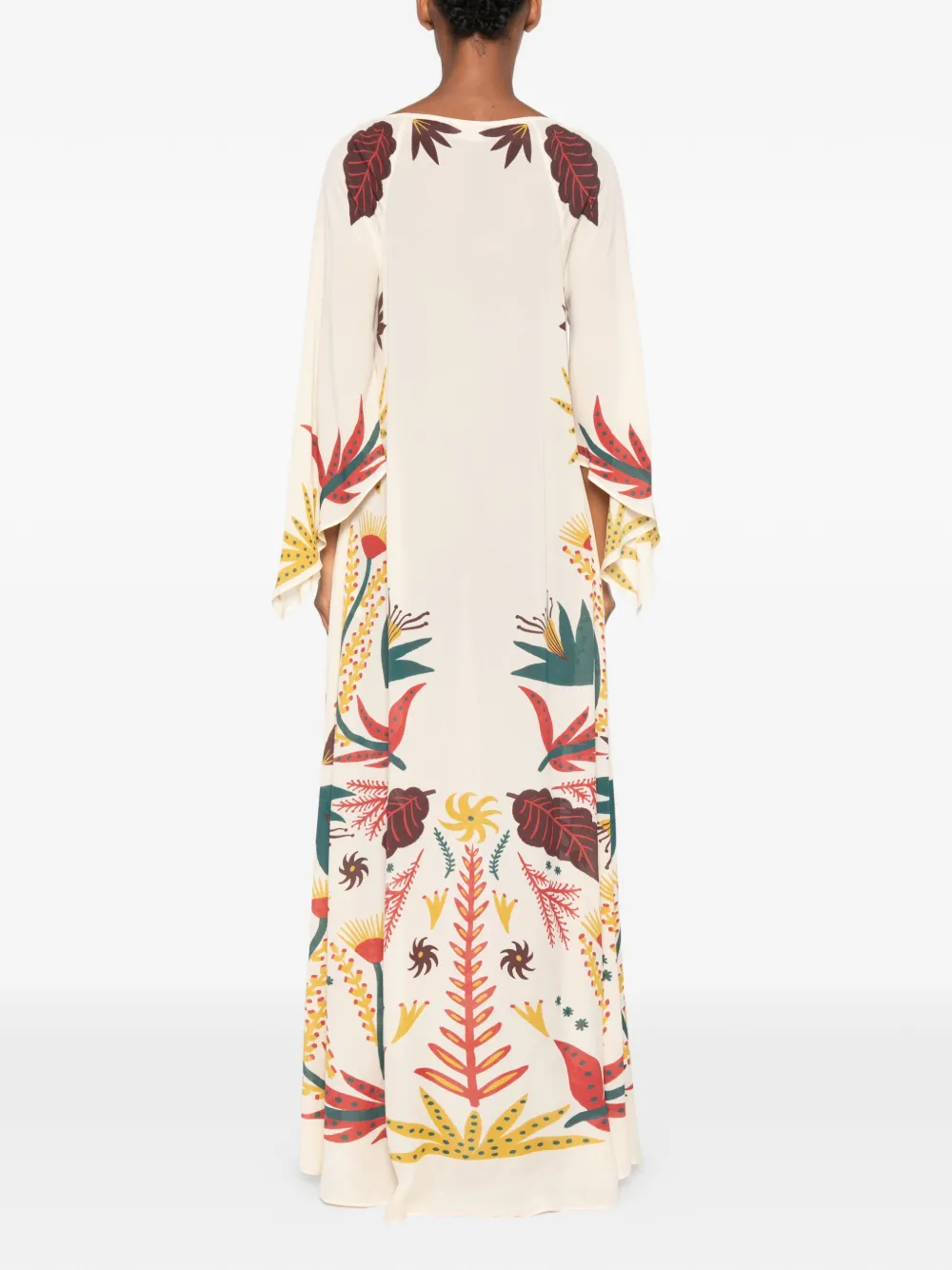 ETRO Maxi-jurk met capemouwen en grafische print Beige