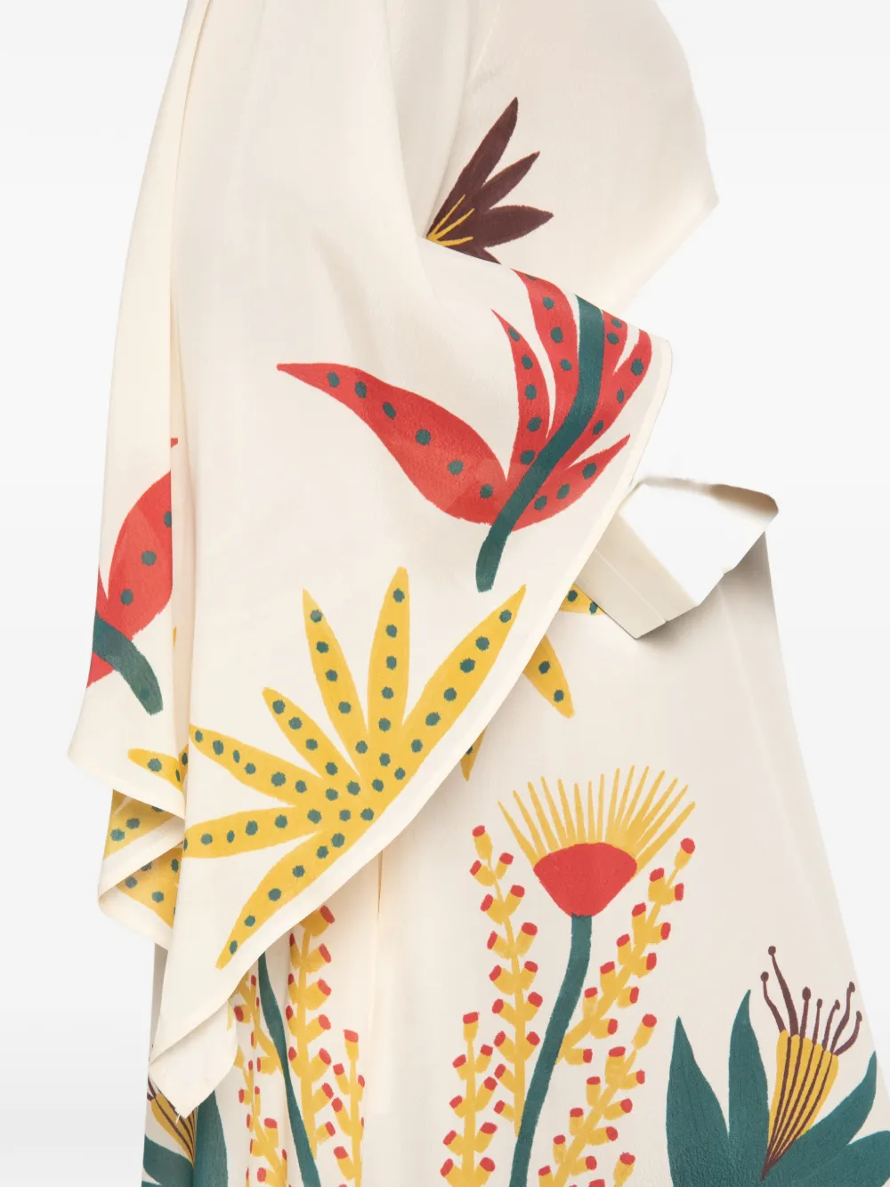 ETRO Maxi-jurk met capemouwen en grafische print Beige