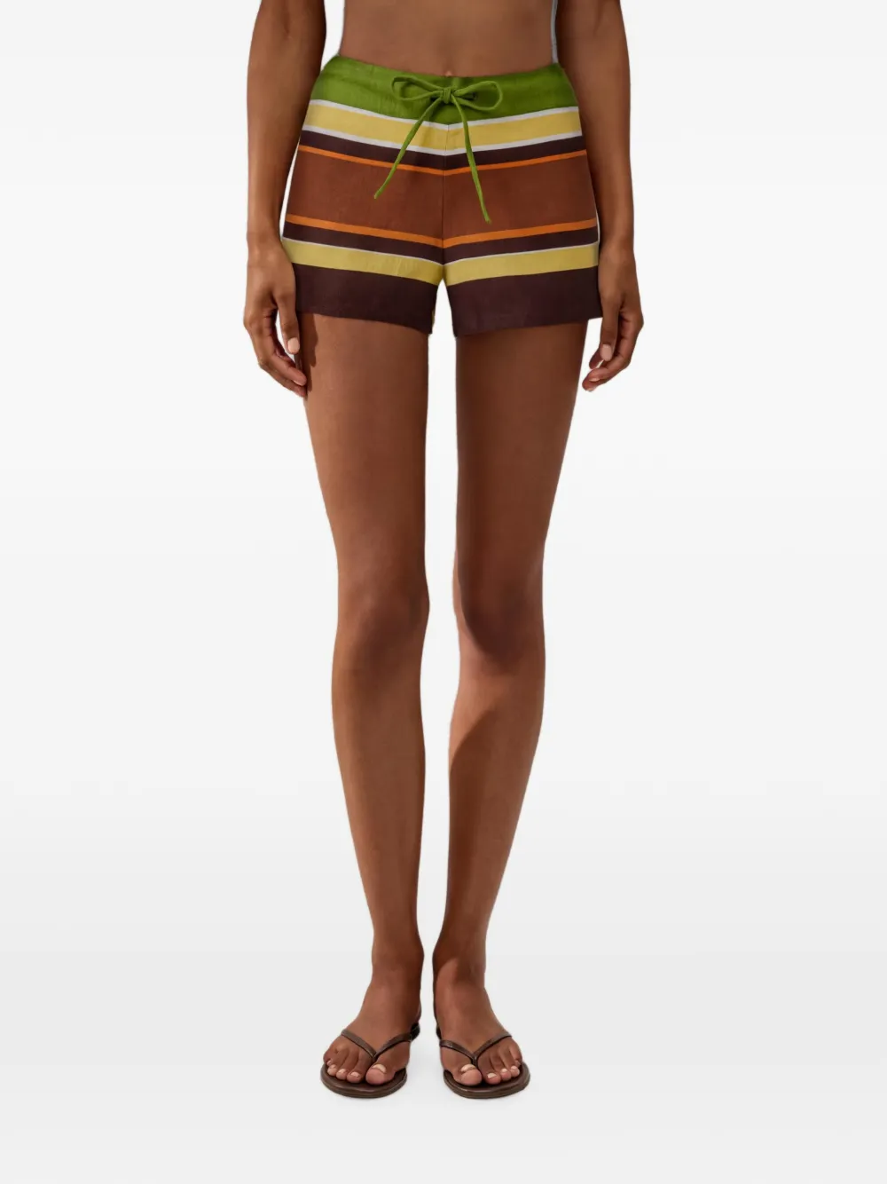Faithfull the Brand Miel striped drawstring shorts - Marrone
