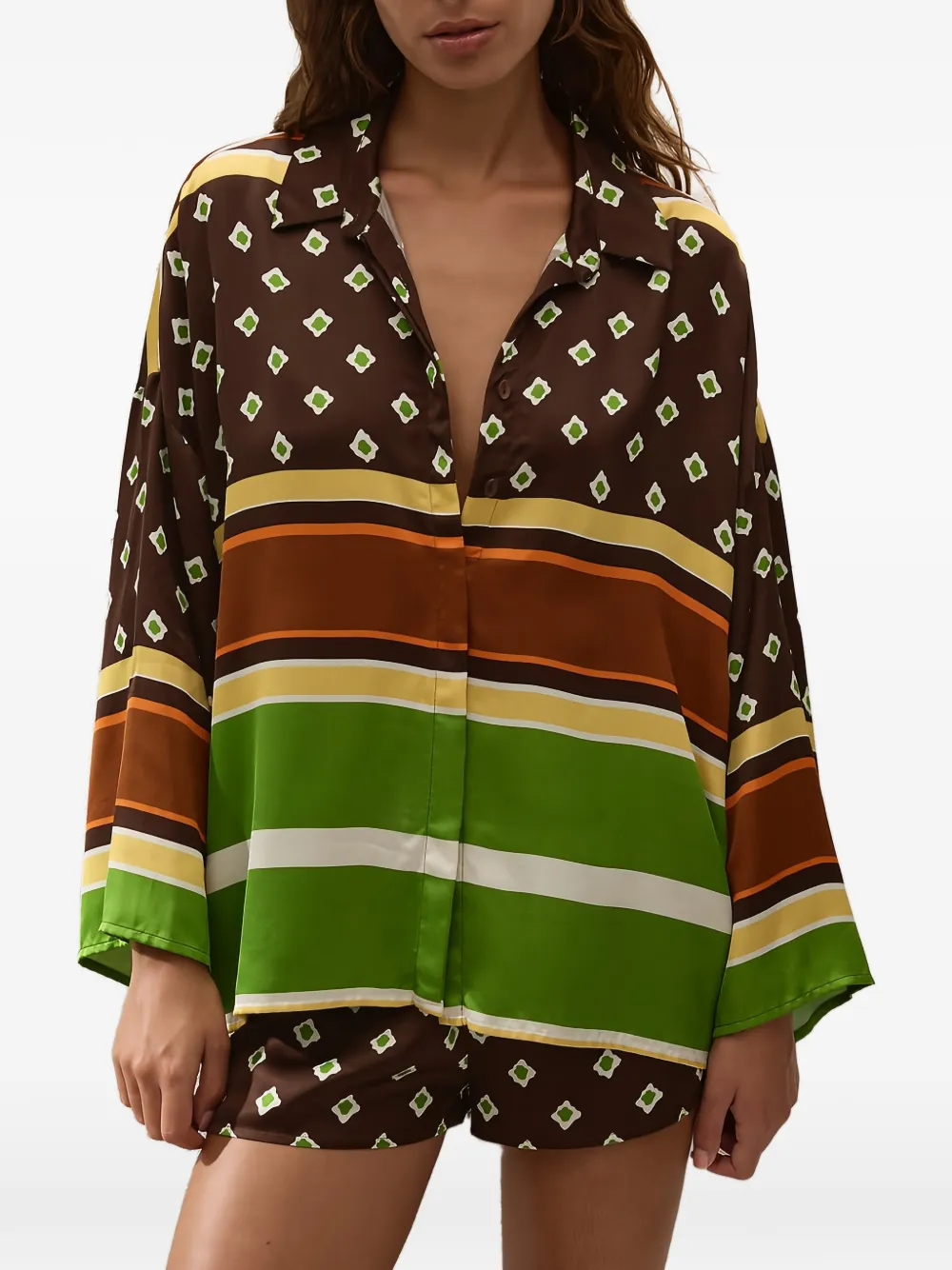 Faithfull the Brand Cora geometric-print shirt - Marrone