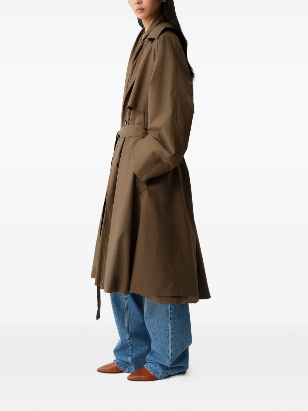 Calvin Klein Trenchcoat met ceintuur en stormflap Bruin