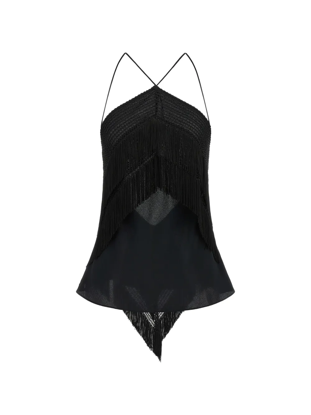 THE ANDAMANE Top Reina con frange - Nero