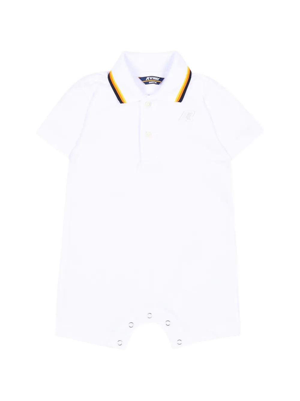 K Way Kids stripe-trim logo-patch romper - Bianco