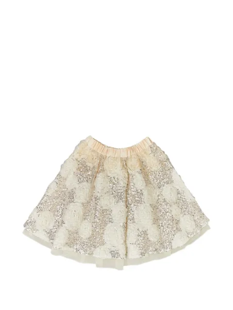 BCBG KIDS sequin-embellished floral-appliqué skirt
