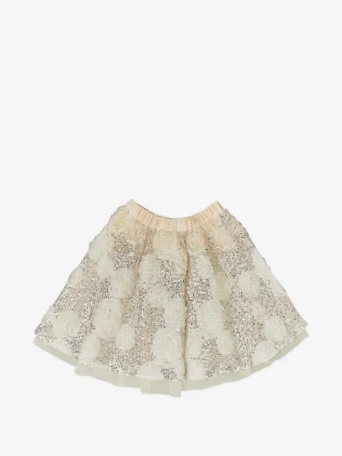 BCBG KIDS sequin-embellished floral-appliqué skirt