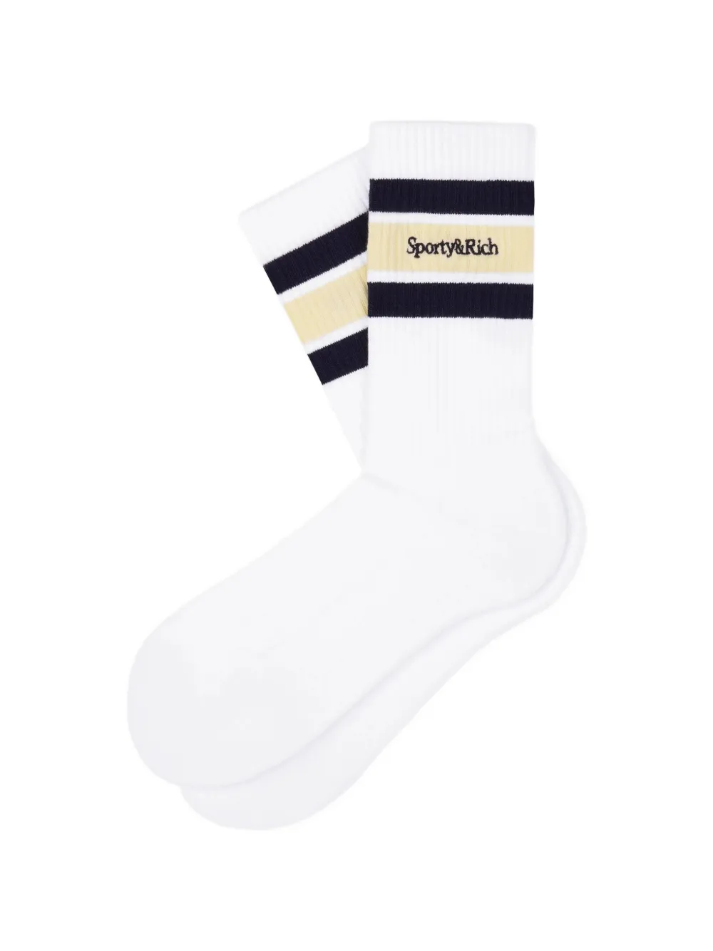 SPORTY & RICH KIDS logo-embroidered striped socks - Bianco