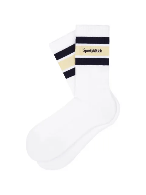 SPORTY & RICH KIDS logo-embroidered striped socks