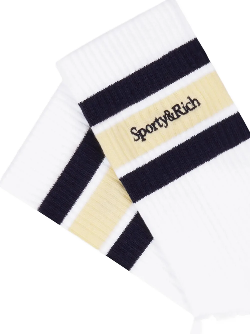 SPORTY & RICH KIDS Gestreepte sokken met geborduurd logo Wit