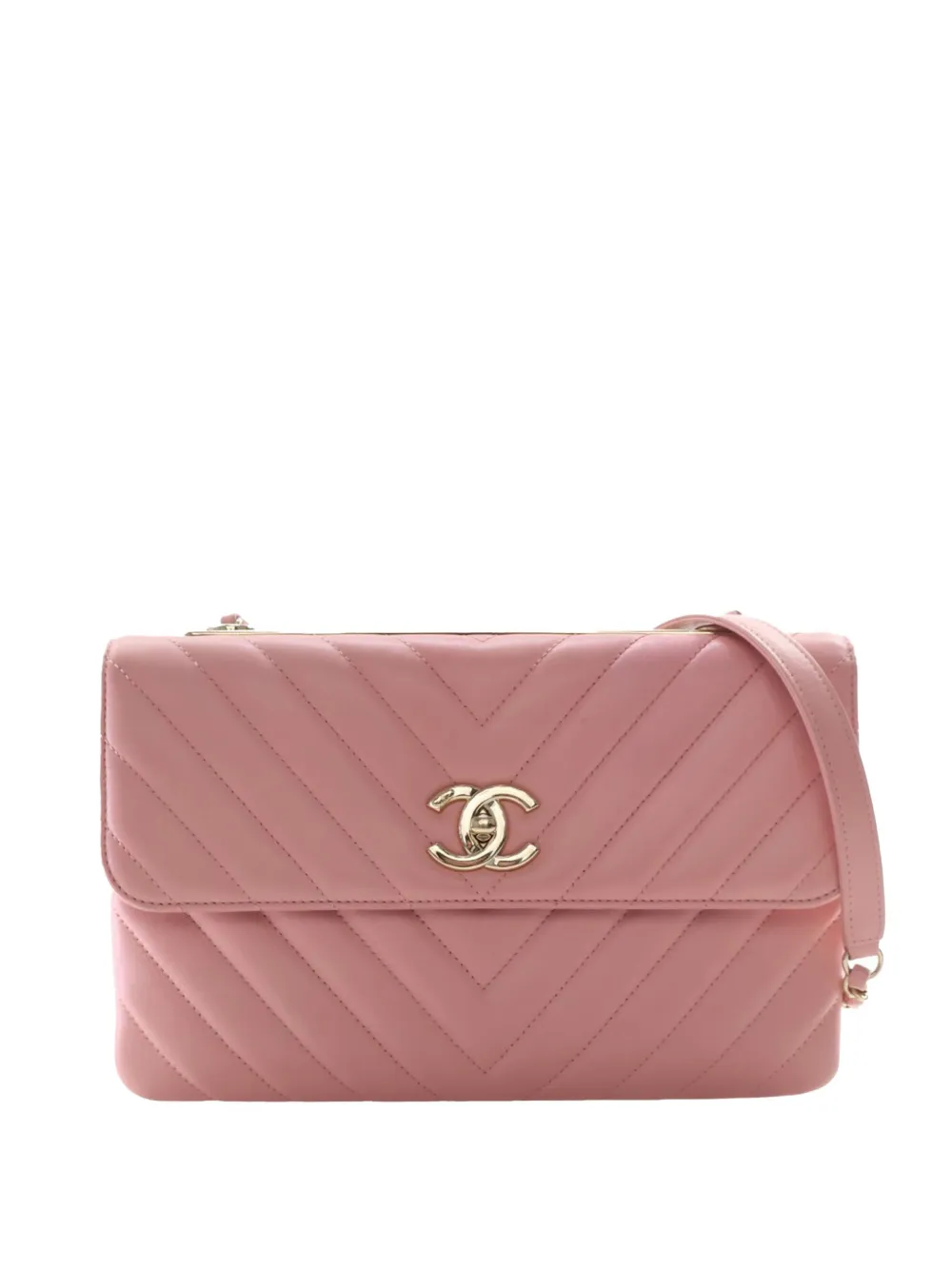 CHANEL Pre-Owned 2018 Chevron Lambskin Trendy CC Flap shoulder bag - Rosa