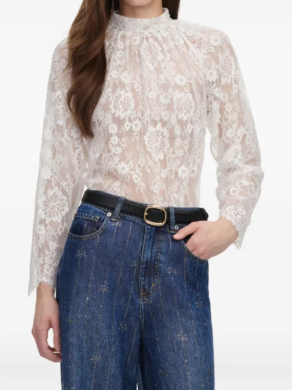 Self-Portrait Lace Scalloped-hem Top in White