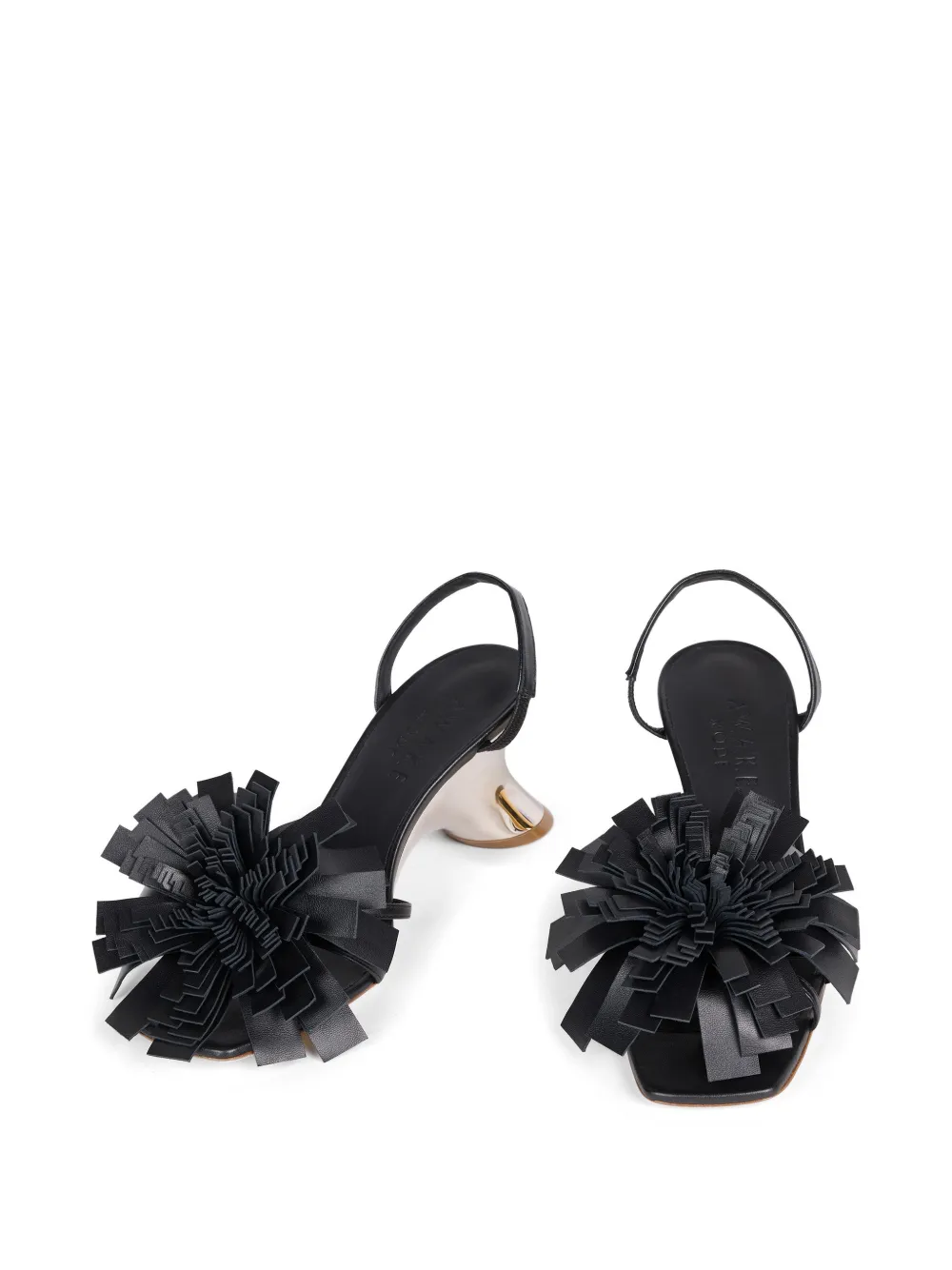 A.W.A.K.E. Mode Linda pom-pom leather sandals Zwart