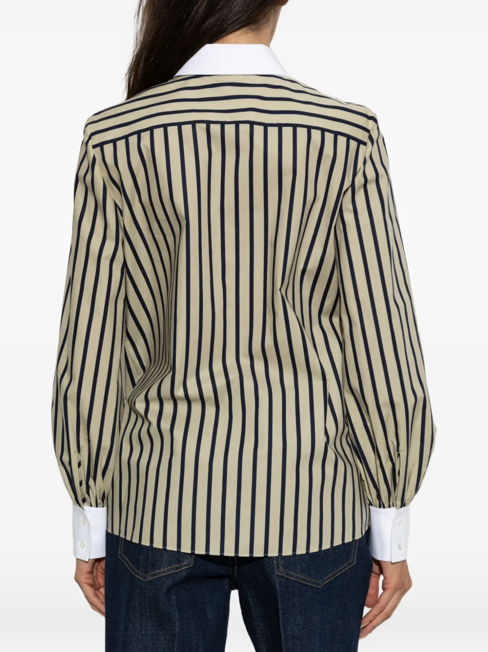 Valentino Garavani Gestreepte blouse met strikdetail Beige