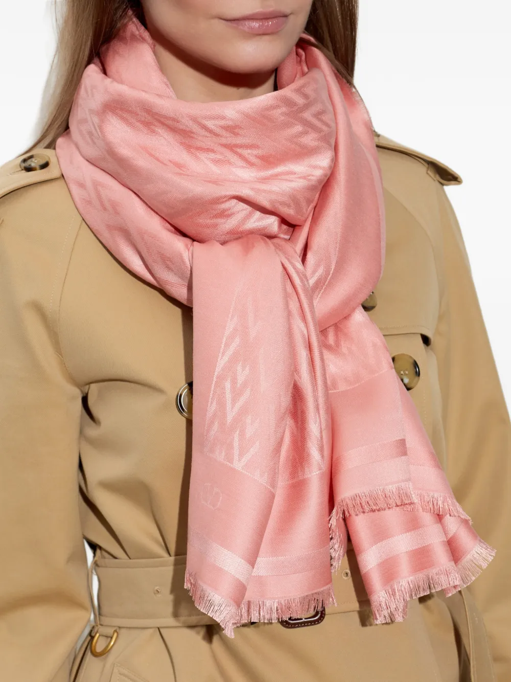 Valentino Garavani Sjaal met monogram jacquard Roze
