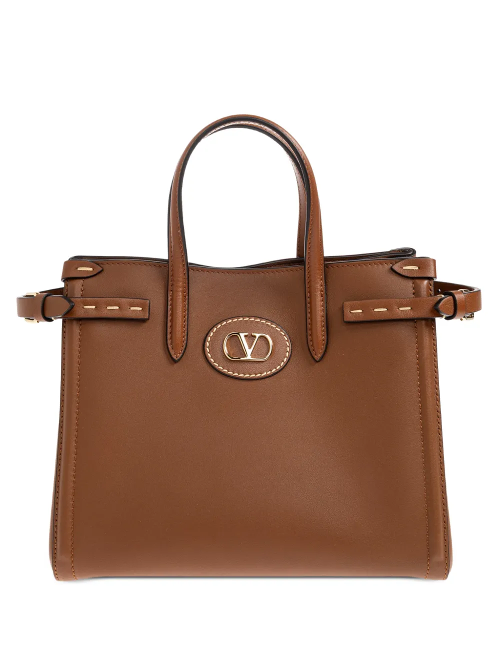 Valentino Garavani VLogo leather tote bag - Brown
